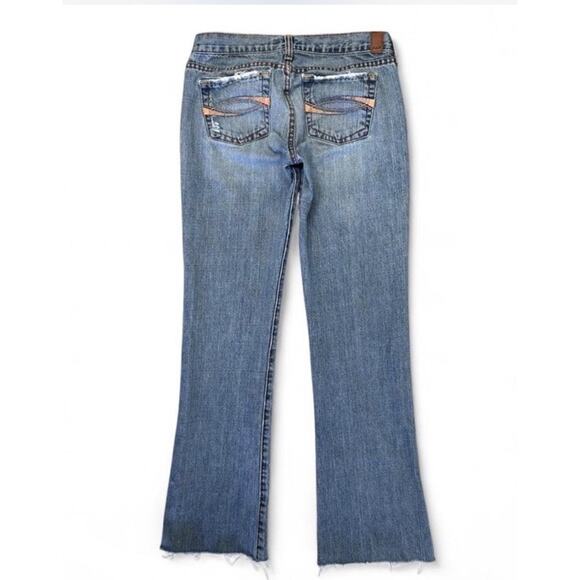 Vintage Y2K Abercrombie And Fitch Blue Denim Flare Bootcut Jeans Low Rise 2R - Picture 7 of 8